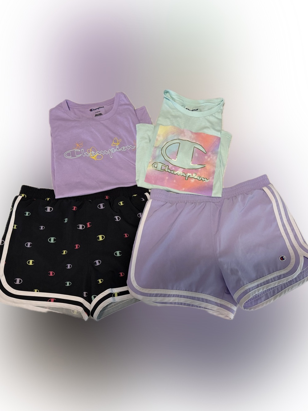 Champion Girls L, 4-Piece T-Shirt & Shorts Set Logo, Lightweight Active